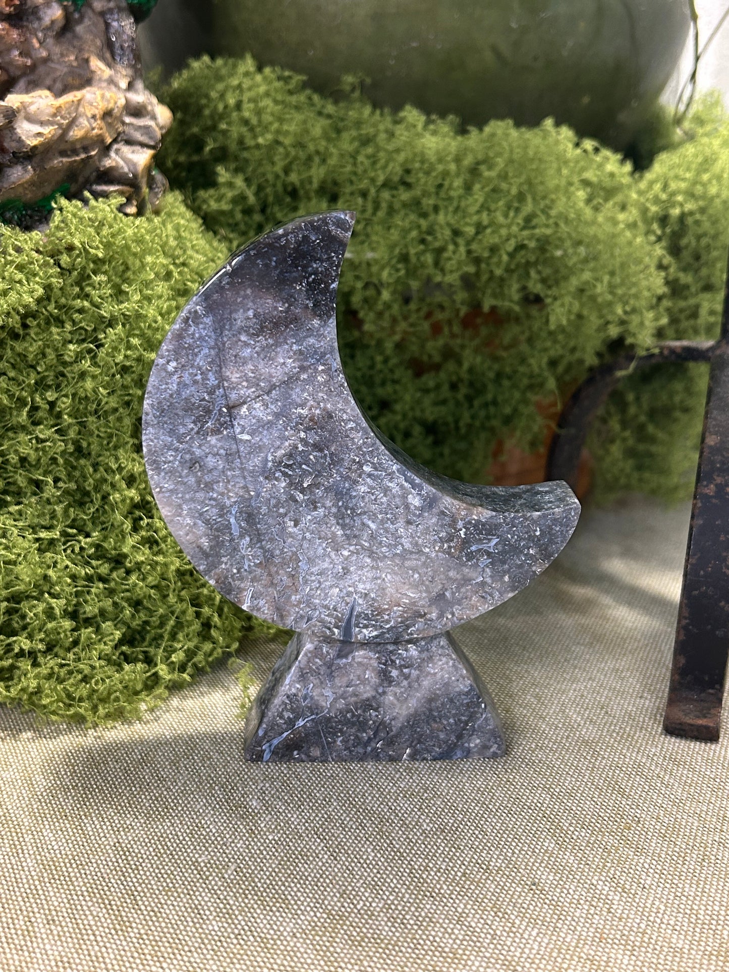 Blue Plume Agate Moons