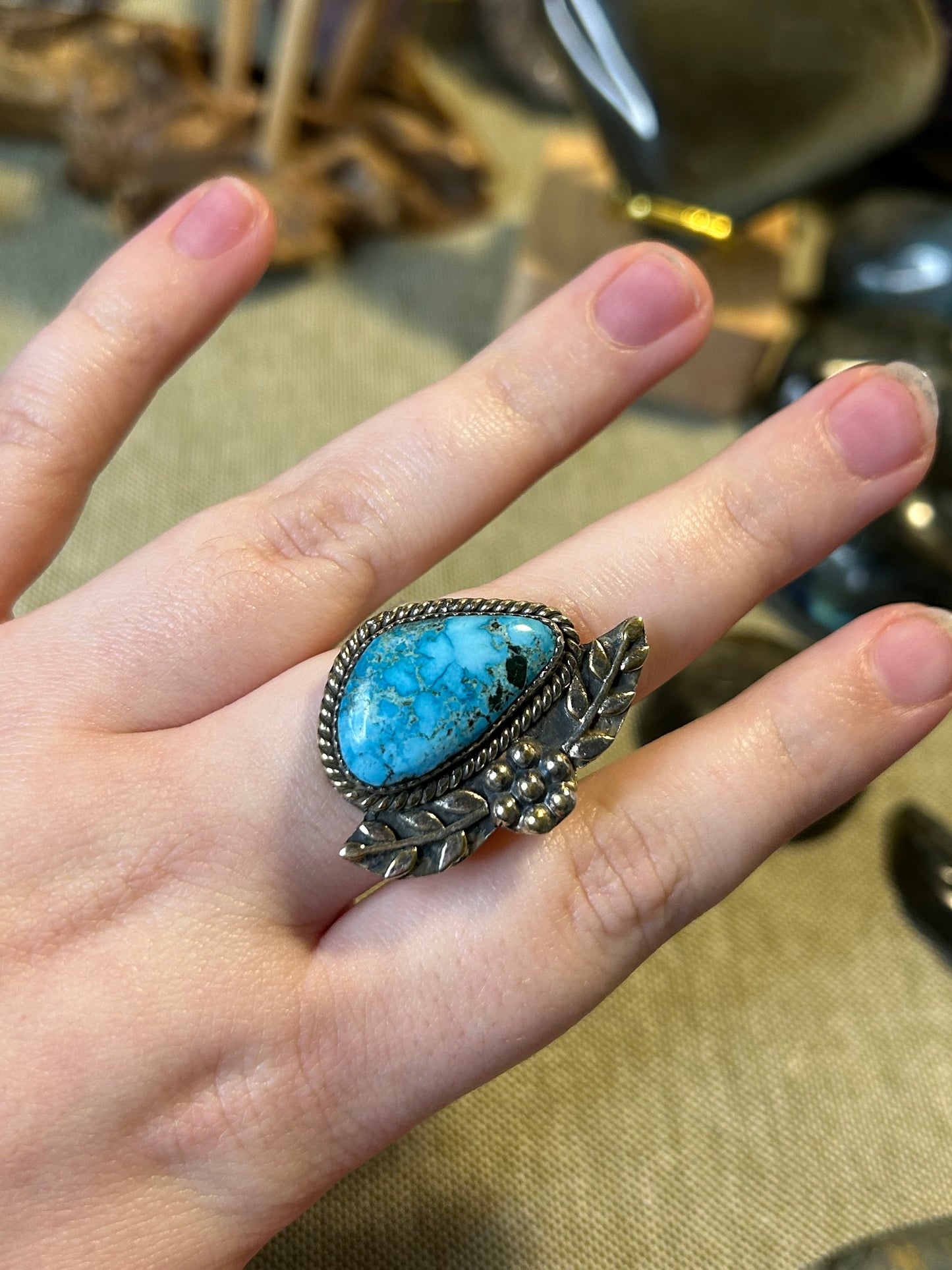 Turquoise Flower Ring (S7)
