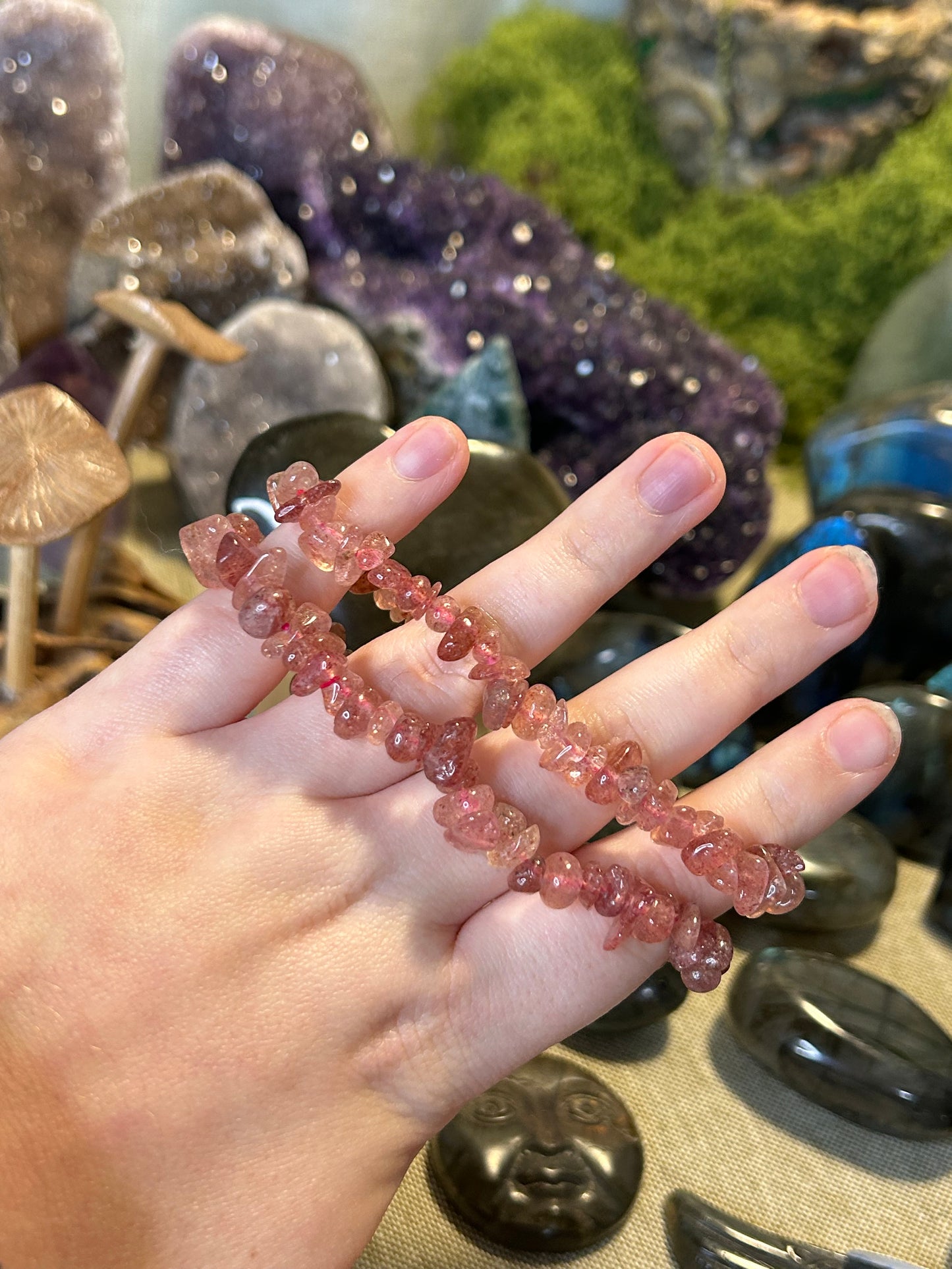Strawberry Quartz Chip Bracelets