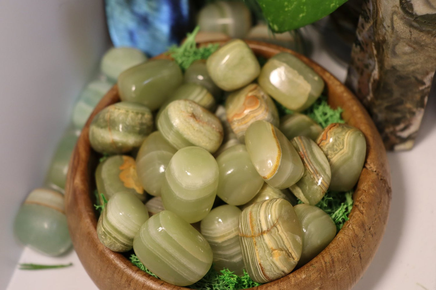 Green Banded Calcite Tumbles