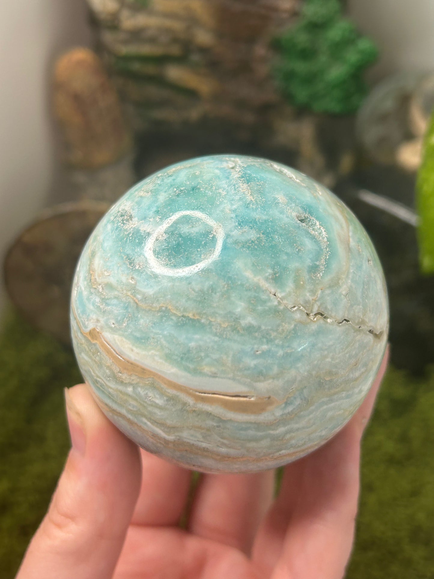 Blue Aragonite Sphere 1