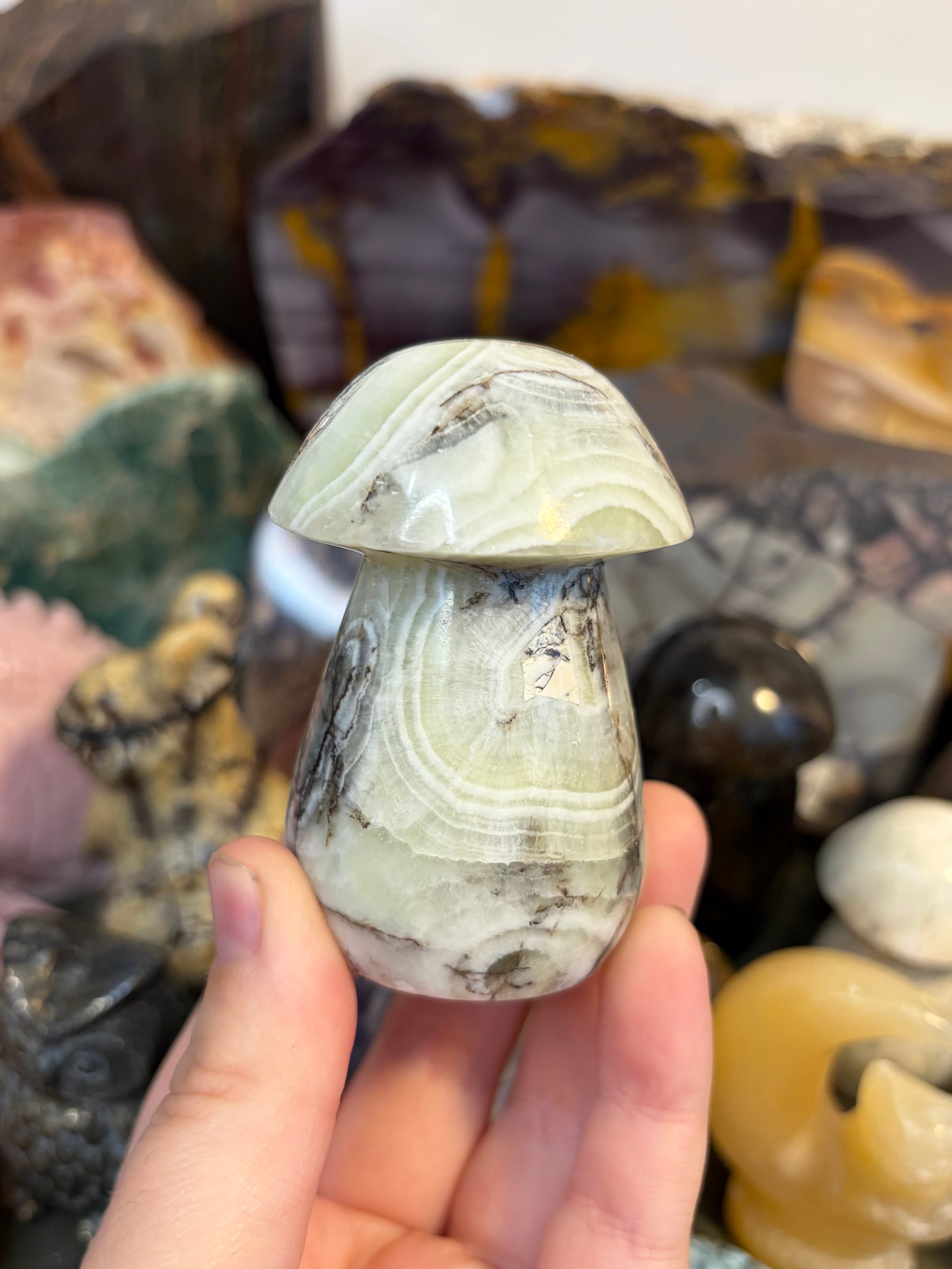 Green Brecciated Jasper Mushroom