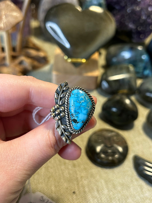 Turquoise Flower Ring (S7)