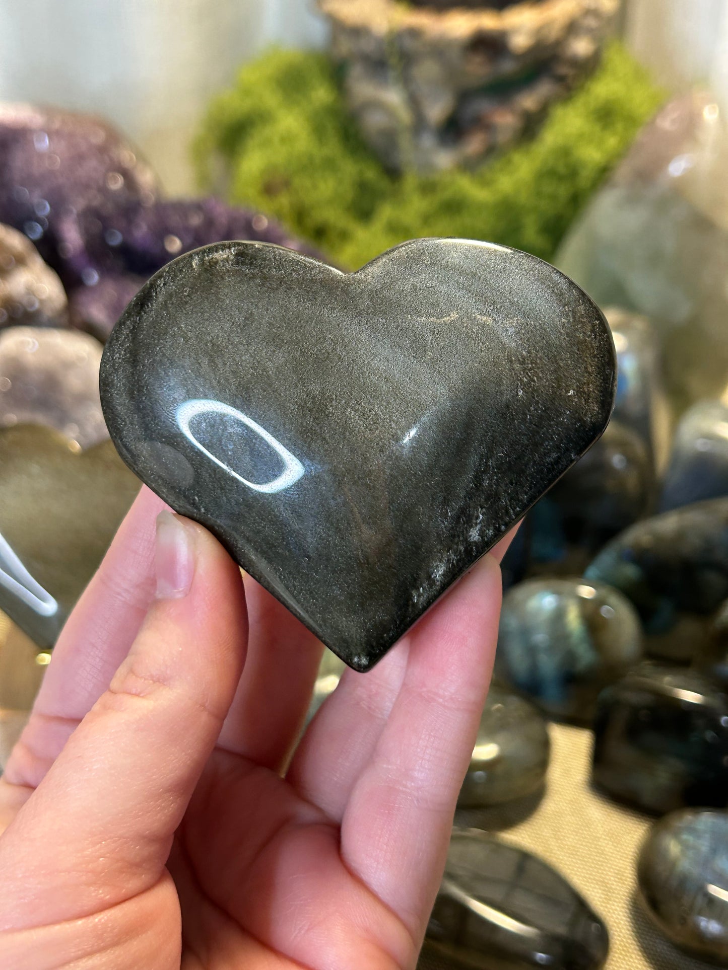 Gold Sheen Obsidian Heart (no stand)