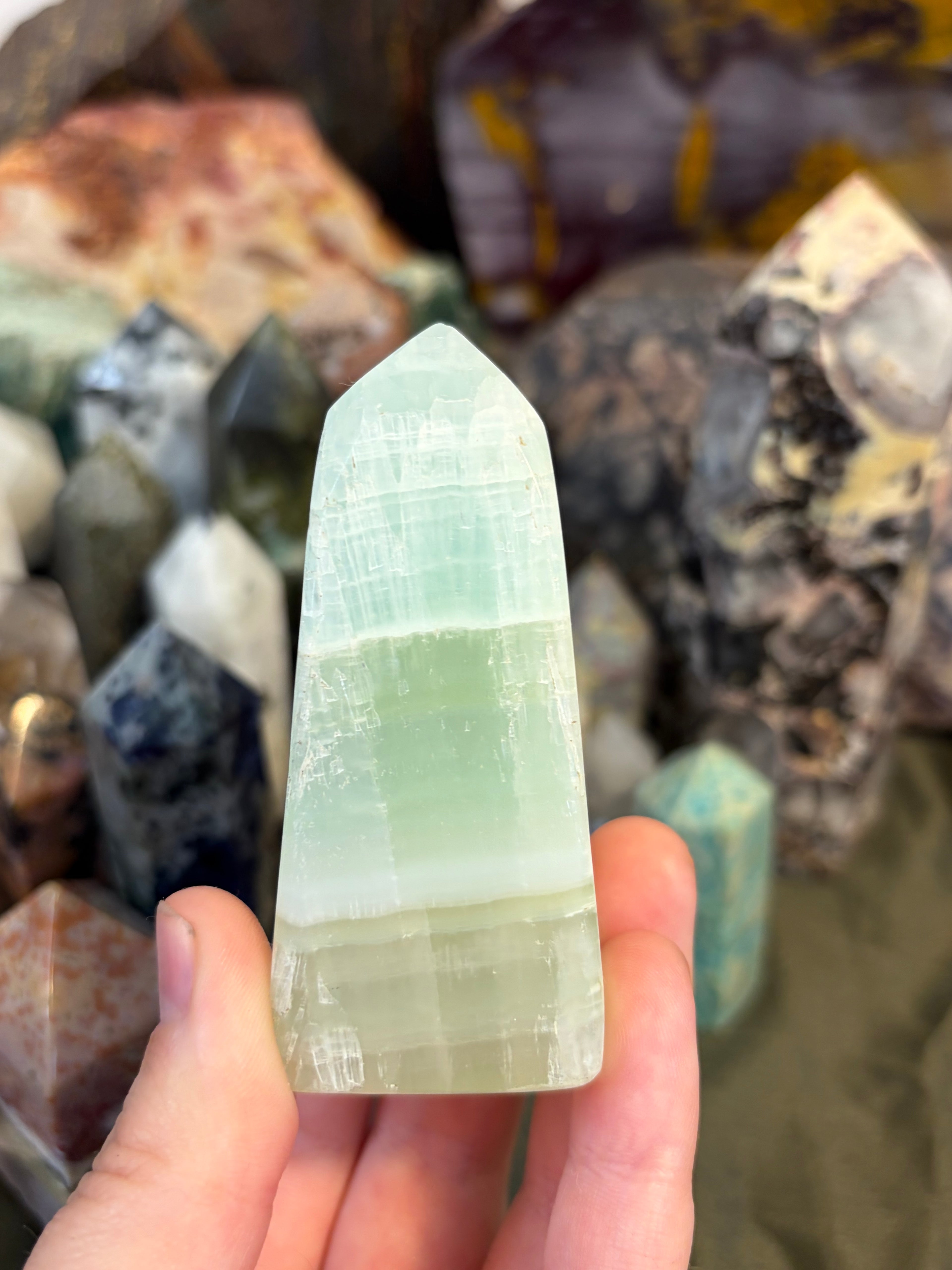 Pistachio Calcite Tower