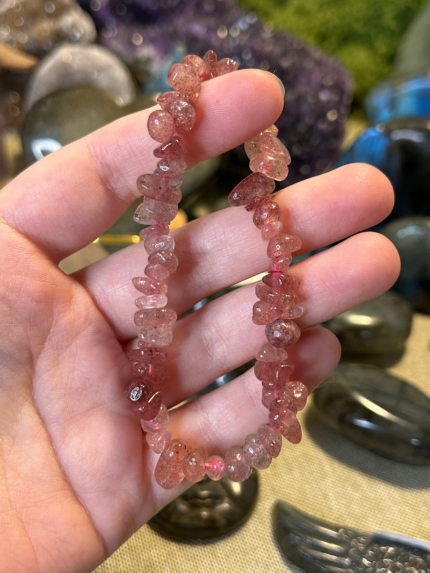 Strawberry Quartz Chip Bracelets