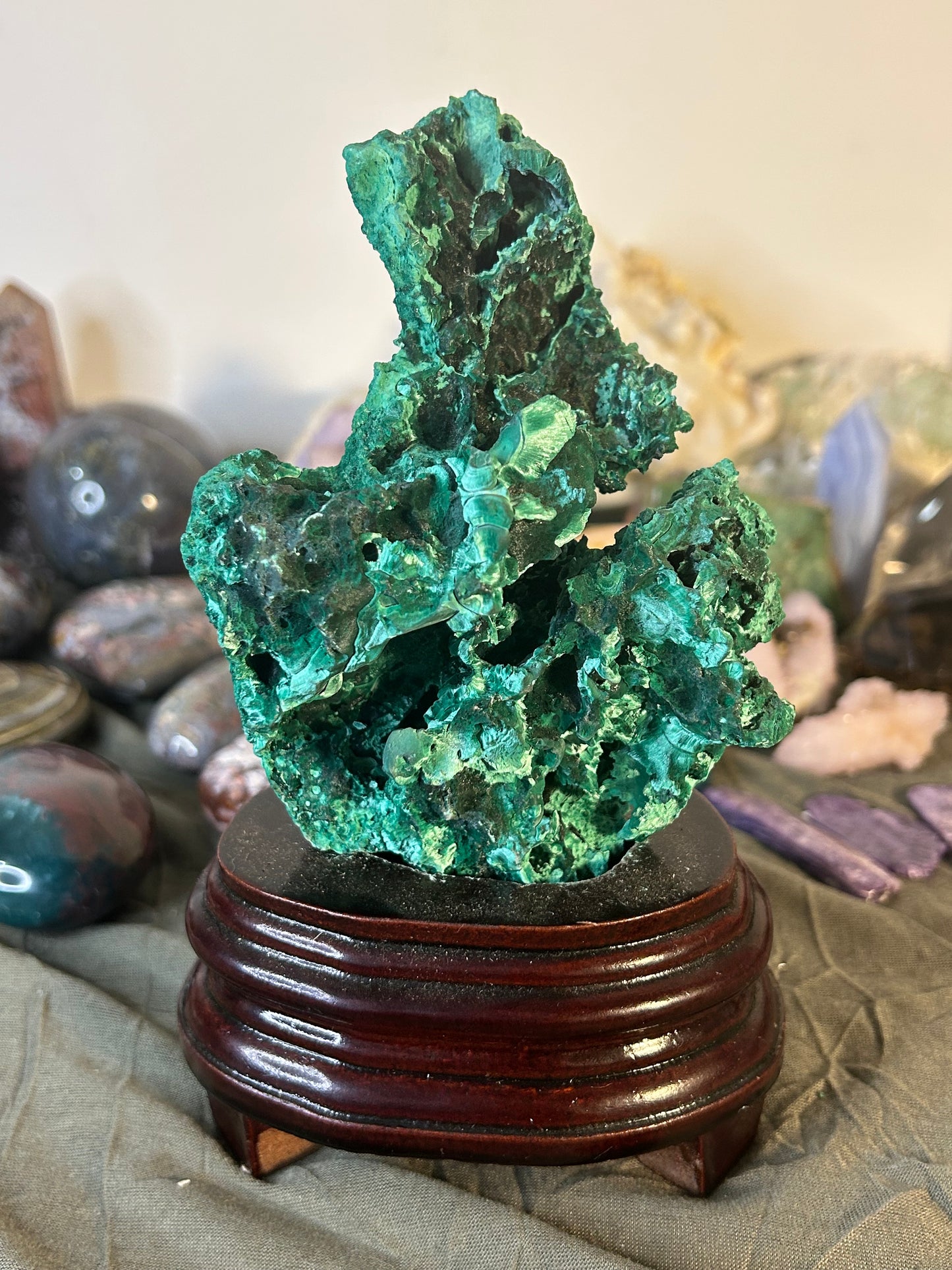 Velvet Malachite On Stand