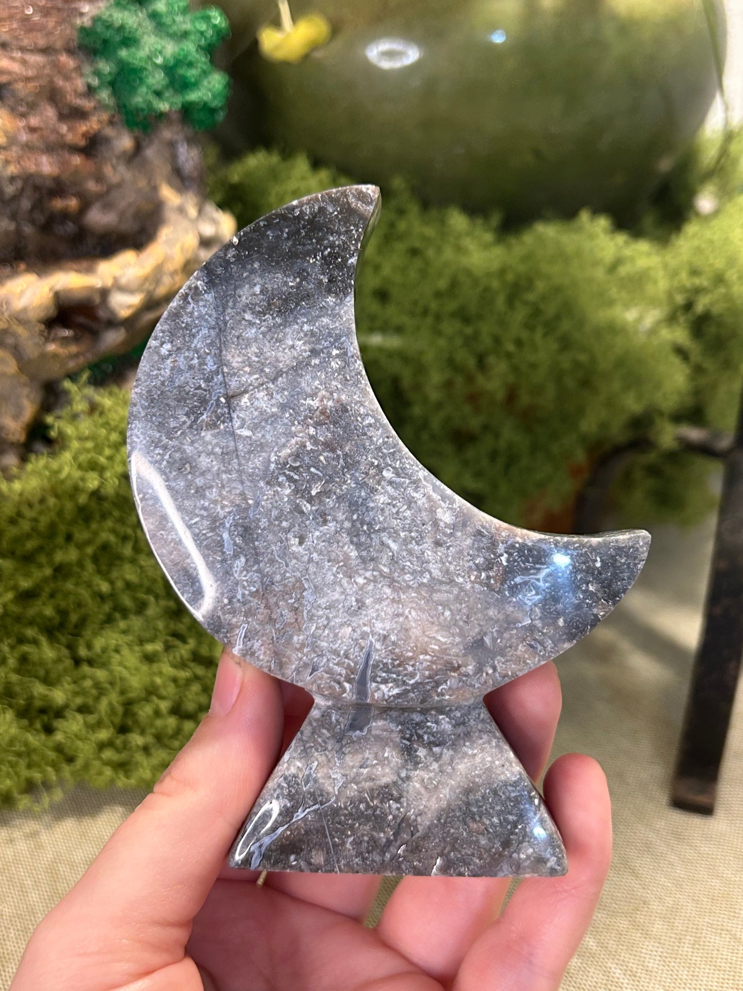 Blue Plume Agate Moons