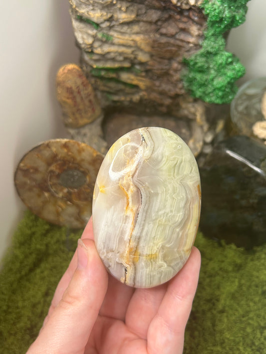 Pink Banded Calcite Palm 1