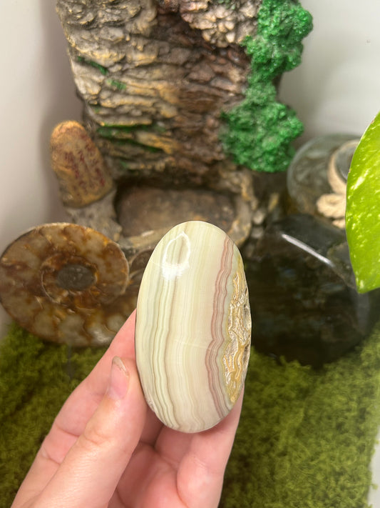 Pink Banded Calcite Palm 2