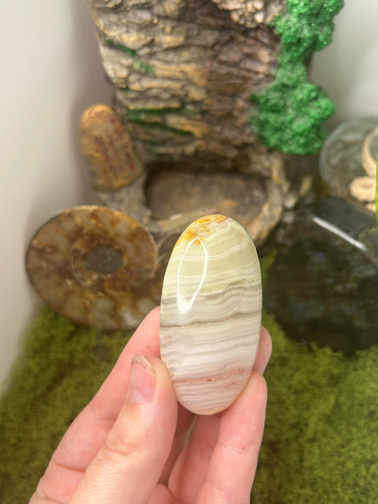 Pink Banded Calcite Palm 7